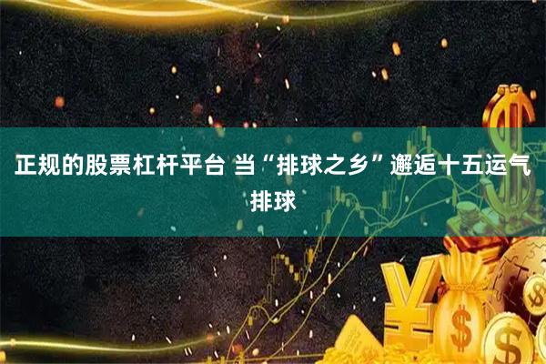 正规的股票杠杆平台 当“排球之乡”邂逅十五运气排球